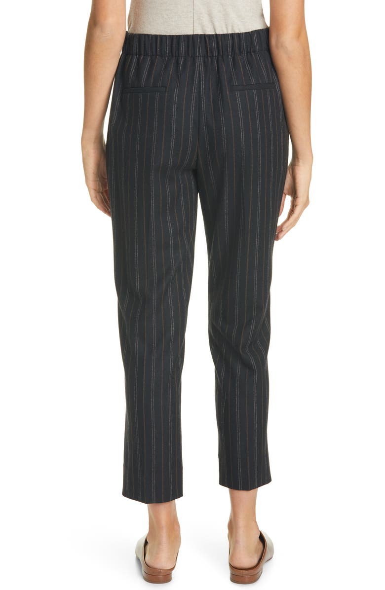 Vince Stripe Flannel Ankle Pants, Alternate, color, Black