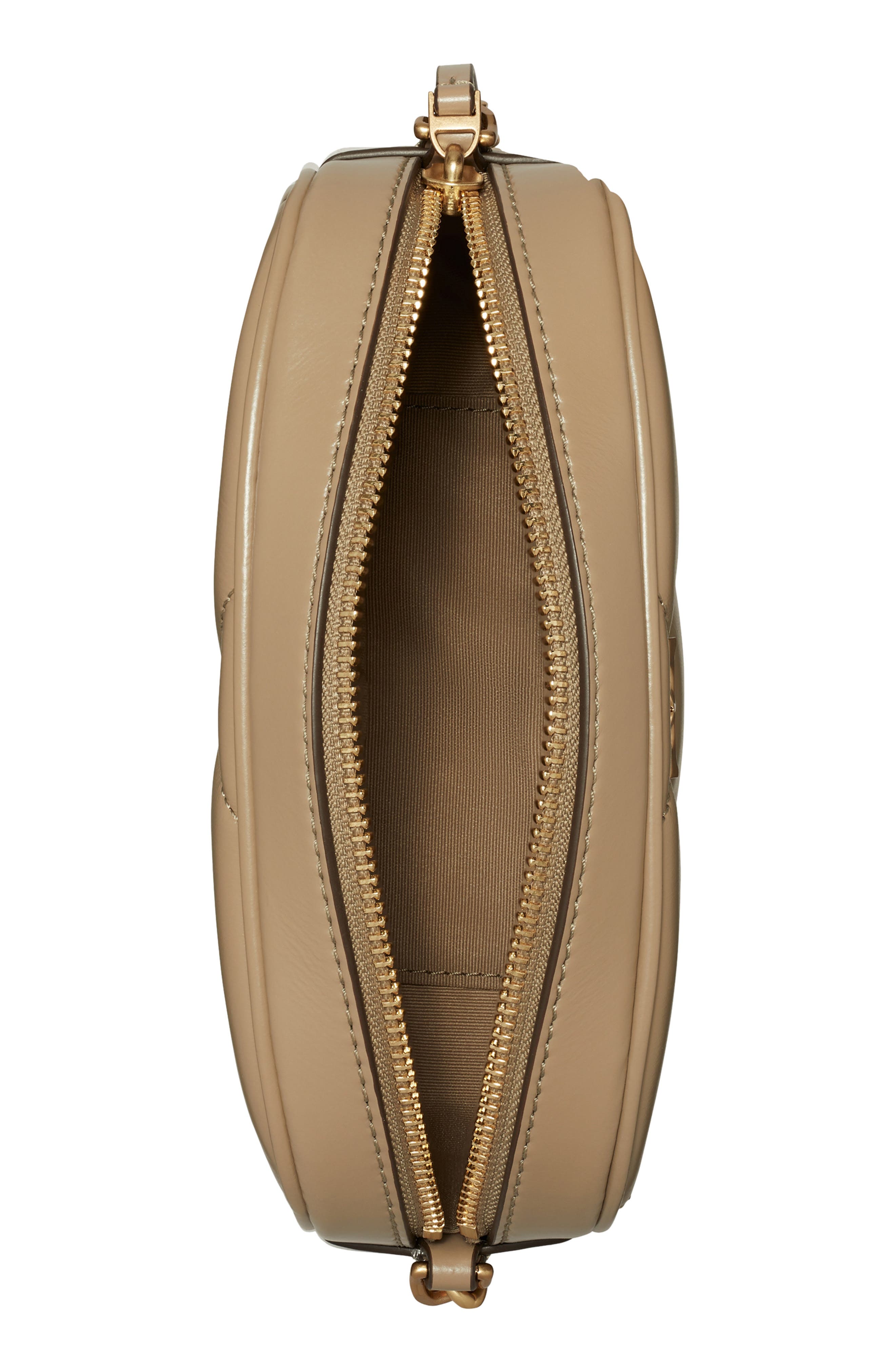 Tory Burch Kira Diamond Quilted Leather Camera Bag, Alternate, color, Taupe Oak