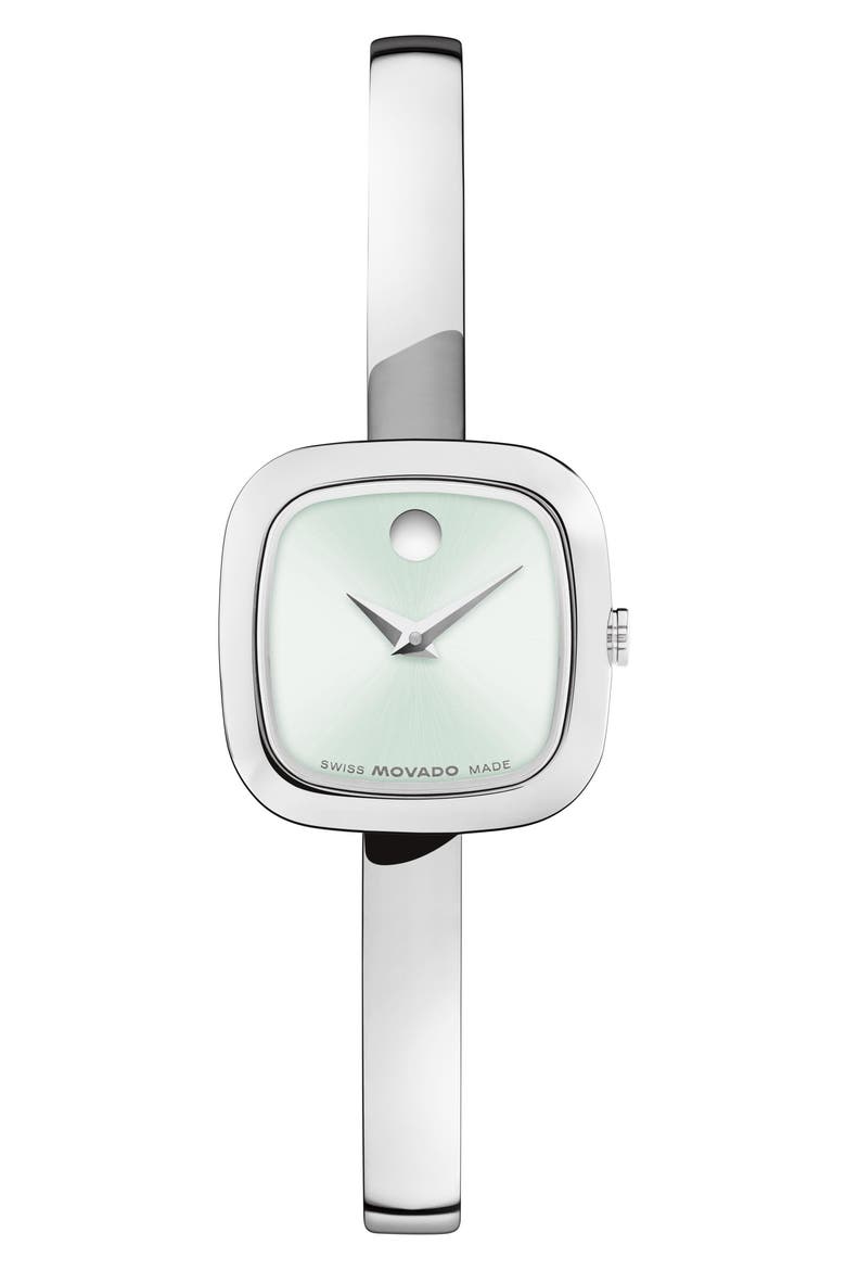 Museum Cushion Bangle Watch, 21.50mm x 7.1mm, Main, color, GREEN DIAL