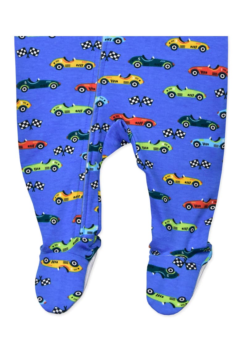 Loose Fit Zip Footed Pajama, Alternate, color, Race Cars