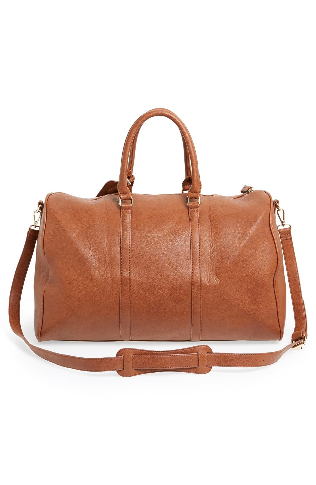 Lacie Faux Leather Duffle Bag, Alternate, color, BROWN