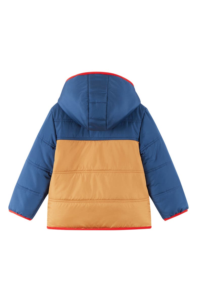 Andy & Evan Kids' Colorblock Hooded Puffer Jacket, Alternate, color, Navy