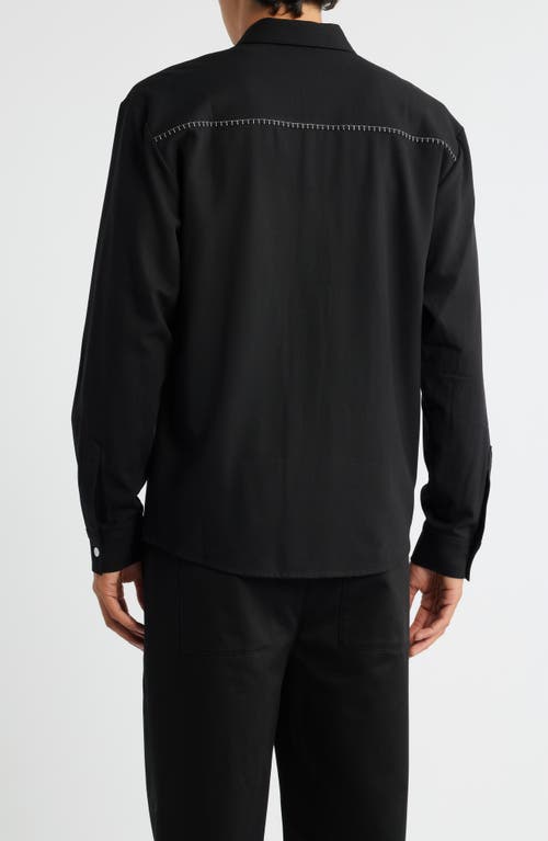 Krost Blanket Stitch Button-up Shirt In Black