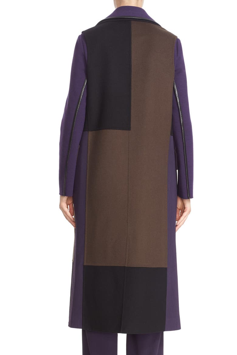 Long Wool Patchwork Vest, Alternate, color, BLACK