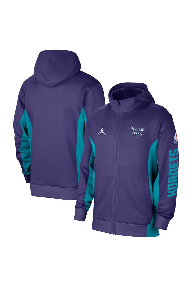 Men's Jordan Brand Purple Charlotte Hornets 2023/24 Authentic Showtime Full-Zip Hoodie, Main, color, Purple