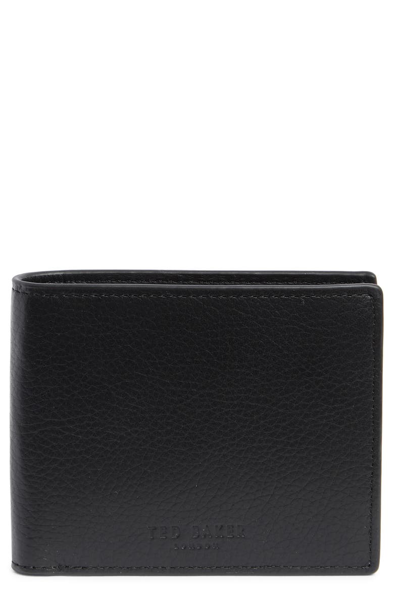 Ted Baker London Brockwell Pebbled Bifold Wallet, Main, color, Black