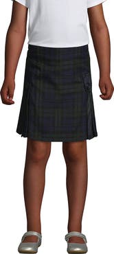 Lands' End School Uniform Girls Side Pleat Plaid Skort Above Knee