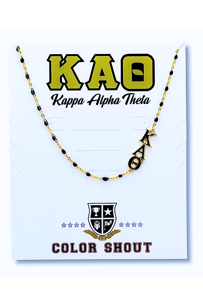 Kappa Alpha Theta Greek Letter Side Set Necklace, Main, color, Yellow Gold