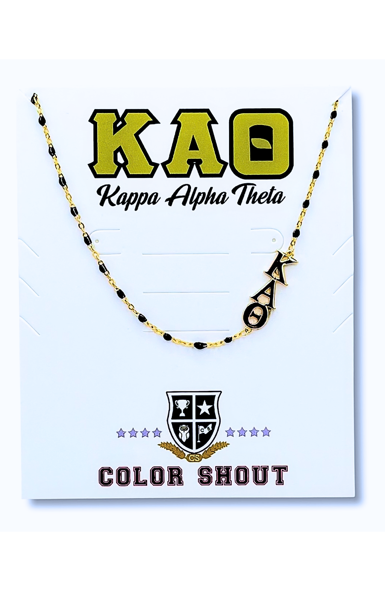 Color Shout Kappa Alpha Theta Greek Letter Side Set Necklace, Main, color, Yellow Gold