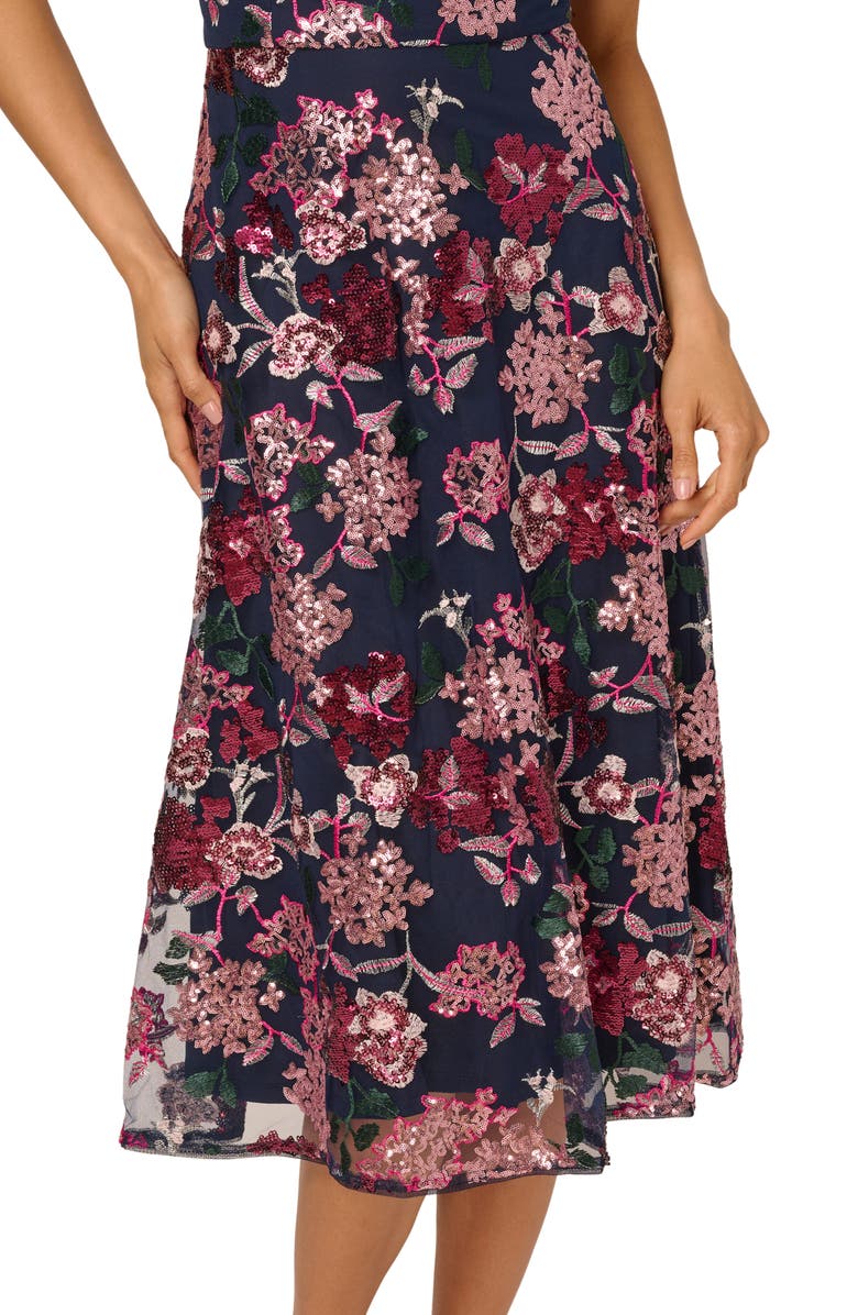 Adrianna Papell Sequin Embellished FIt & Flare Cocktail Dress, Alternate, color, Midnight Multi