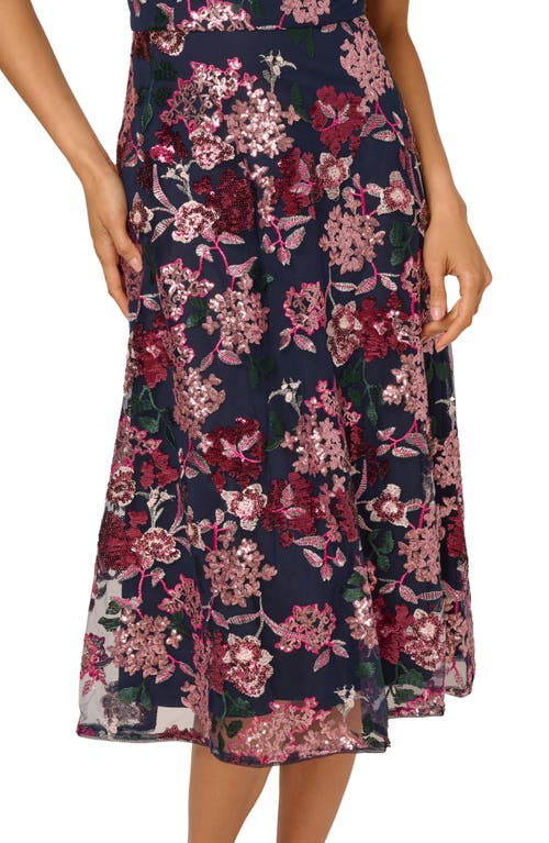 Adrianna Papell Sequin Embellished Fit & Flare Cocktail Dress In Pink