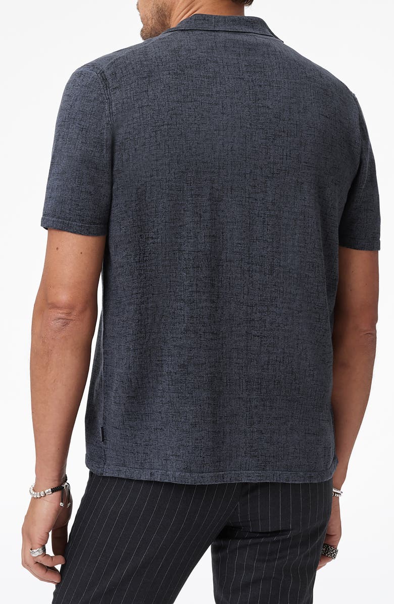 John Varvatos Nayeem Etching Print Organic Cotton Camp Shirt, Alternate, color, Charcoal Heather