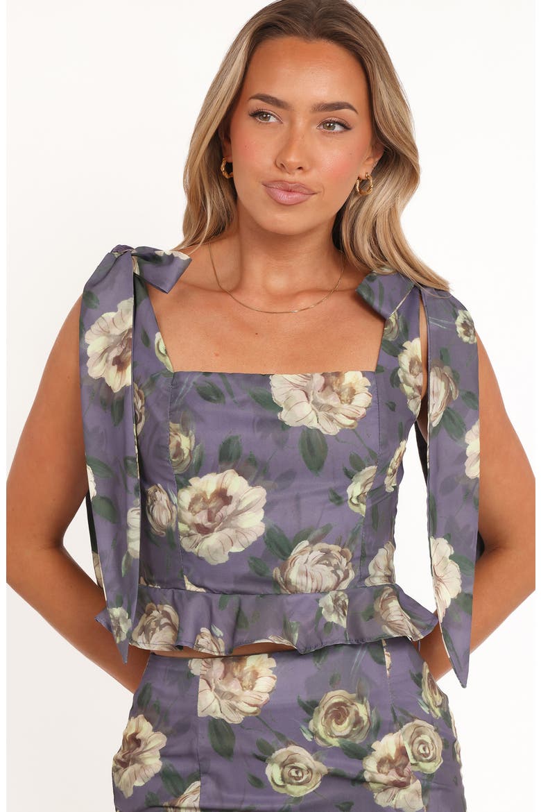 Luna Floral Crop Peplum Tank & High Waist Skirt Set, Alternate, color, LAVENDER FLORAL