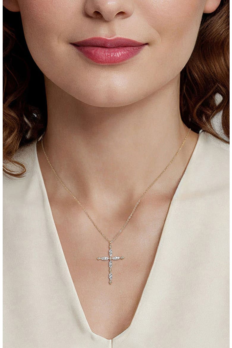 Bujukan Diamond Cross Pendant Necklace, Alternate, color, GOLD