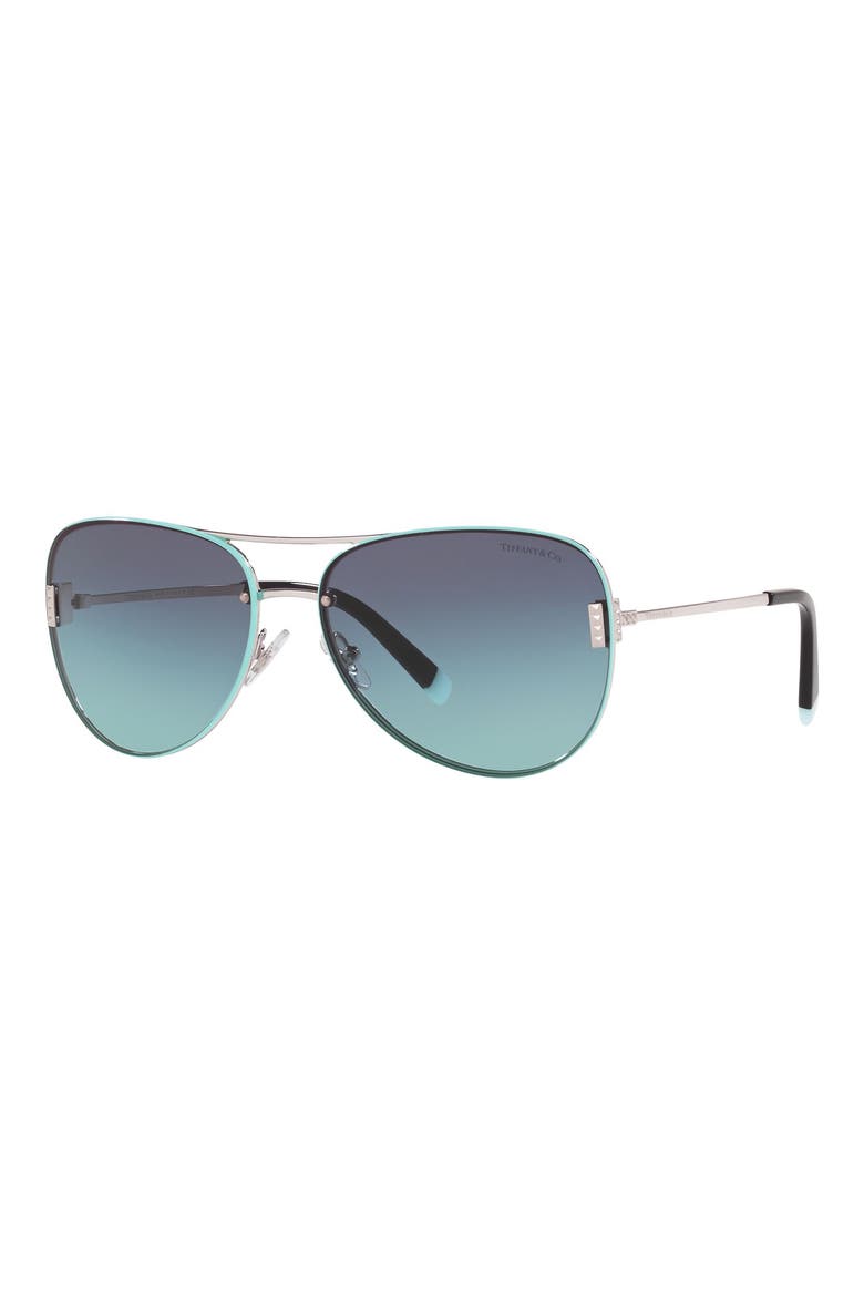 62mm Aviator Sunglasses, Alternate, color, SILVER/ AZURE/ BLUE GRADIENT