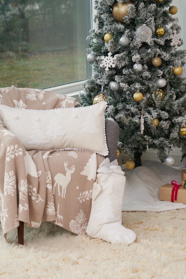 Yuletide Frost Christmas Winter Throw Blanket, Alternate, color, White