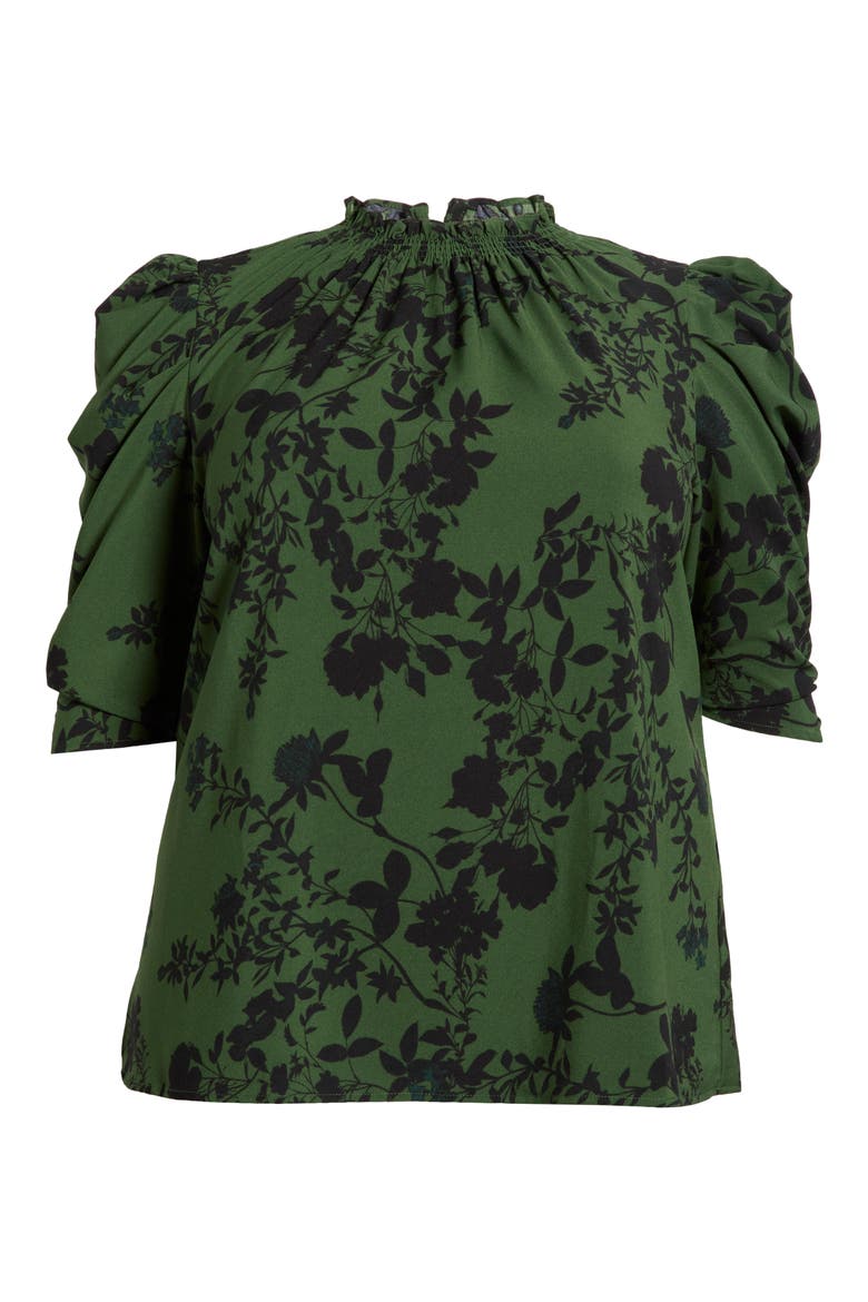 Tindrie Floral Puff Sleeve Top, Alternate, color, OLIVE-BLACK