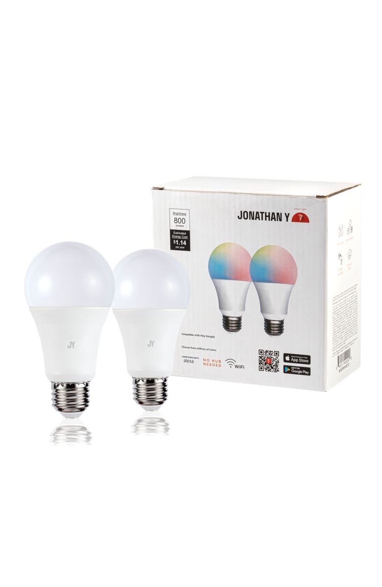JONATHAN Y Smart A19 Dimmable Light Bulb - Dimmable Color Changing LED; Compatible with Alexa and Google Home Assistant, No Hub Required, Alternate, color, White