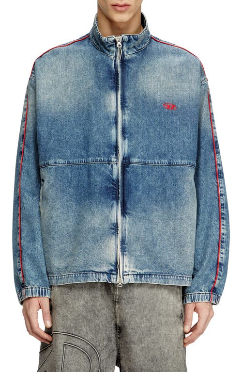 Diesel Men's Piped Denim Zip Jacket In Blue