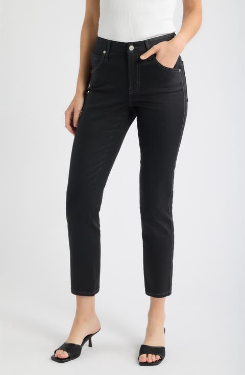 Coated Ankle Slim Straight Leg Jeans