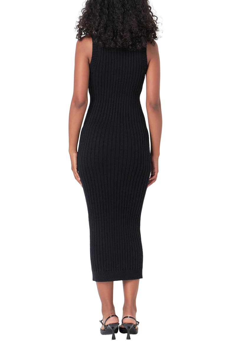 Mock Neck Rib Sweater Dress, Alternate, color, BLACK