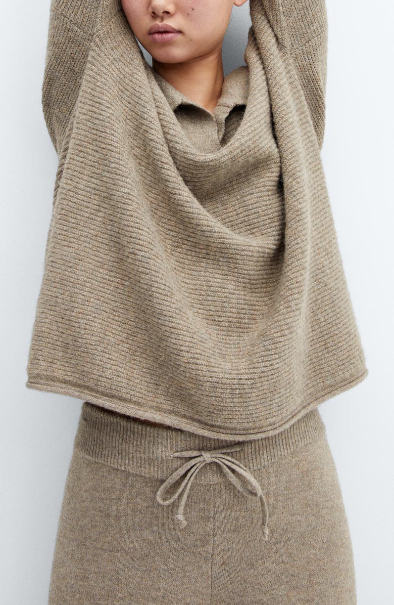 MANGO Oversize Rib Polo Sweater, Alternate, color, 