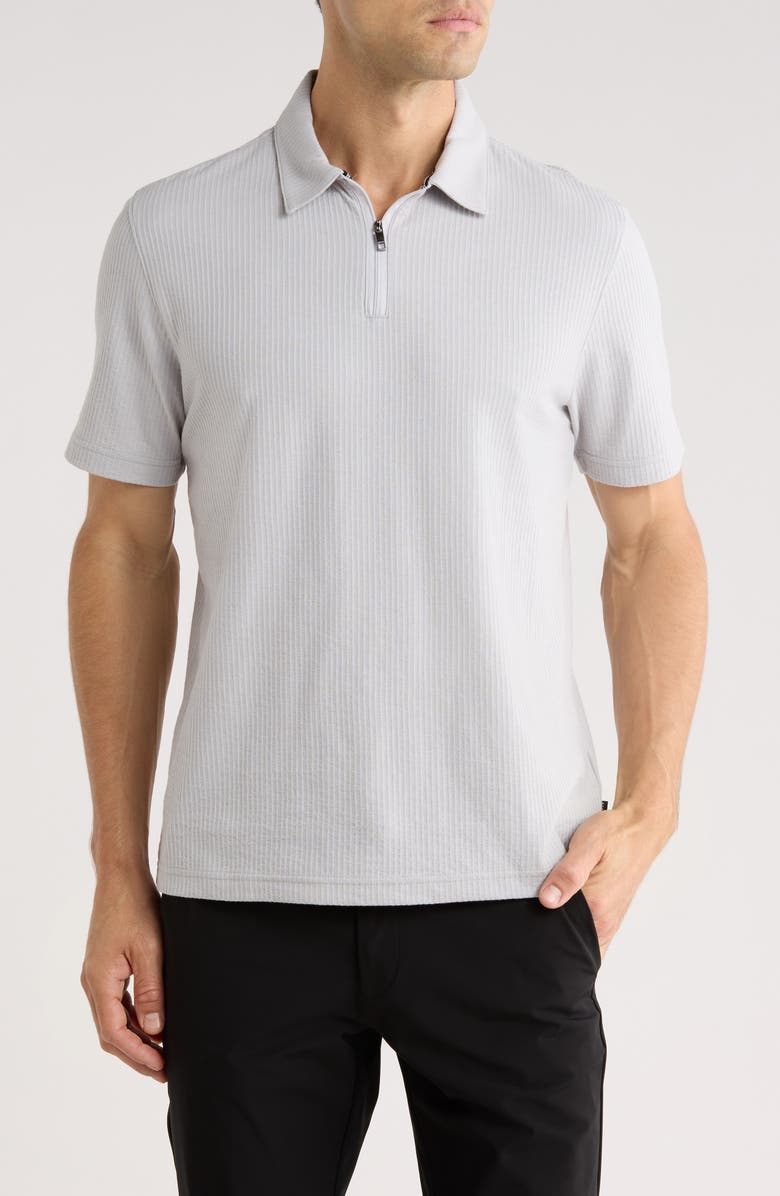 Ted Baker Quarter Zip Knit Polo, Main, color, Silver