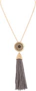 OLIVIA WELLES Gold Plated Circle Beaded Tassel Necklace