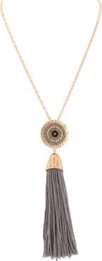OLIVIA WELLES Gold Plated Circle Beaded Tassel Necklace