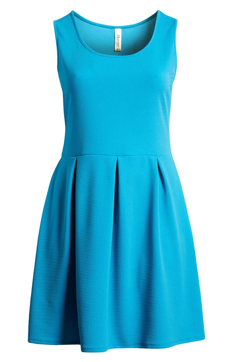 Sleeveless Stretch Fit & Flare Minidress, Alternate, color, TURQUOISE