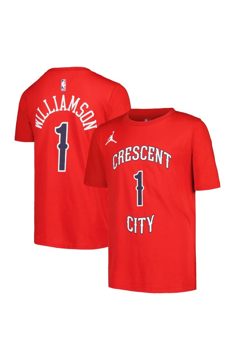 Jordan Brand Youth Jordan Brand Zion Williamson Red New Orleans Pelicans Name & Number Statement T-Shirt, Main, color, Red