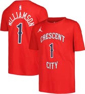 Jordan Brand Youth Jordan Brand Zion Williamson Red New Orleans Pelicans Name & Number Statement T-Shirt