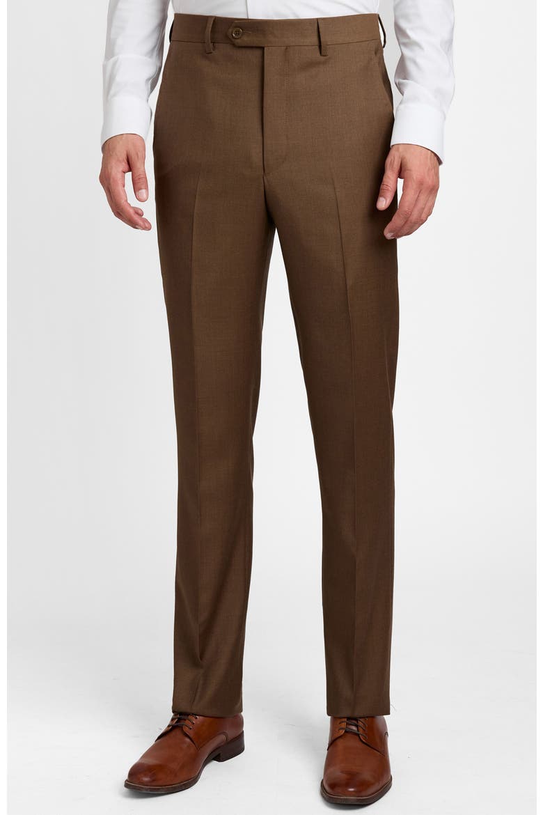 Roma2 Super 130's Bi-Stretch Wool Trousers, Main, color, Tobacco