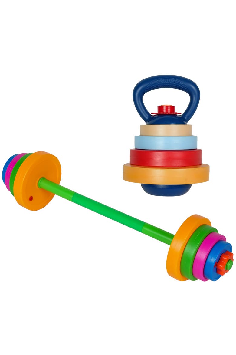 Kids Barbell & Kettlebell Weight Set Toy Fitness Equipment, Main, color, Multicolored
