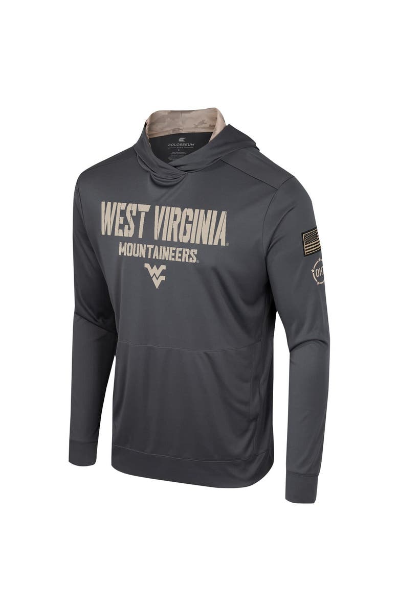 COLOSSEUM Men's Colosseum Charcoal West Virginia Mountaineers OHT Military Appreciation Long Sleeve Hoodie T-Shirt, Alternate, color, Charcoal