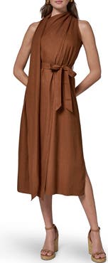 Donna Karan New York Sleeveless Linen Blend Midi Dress