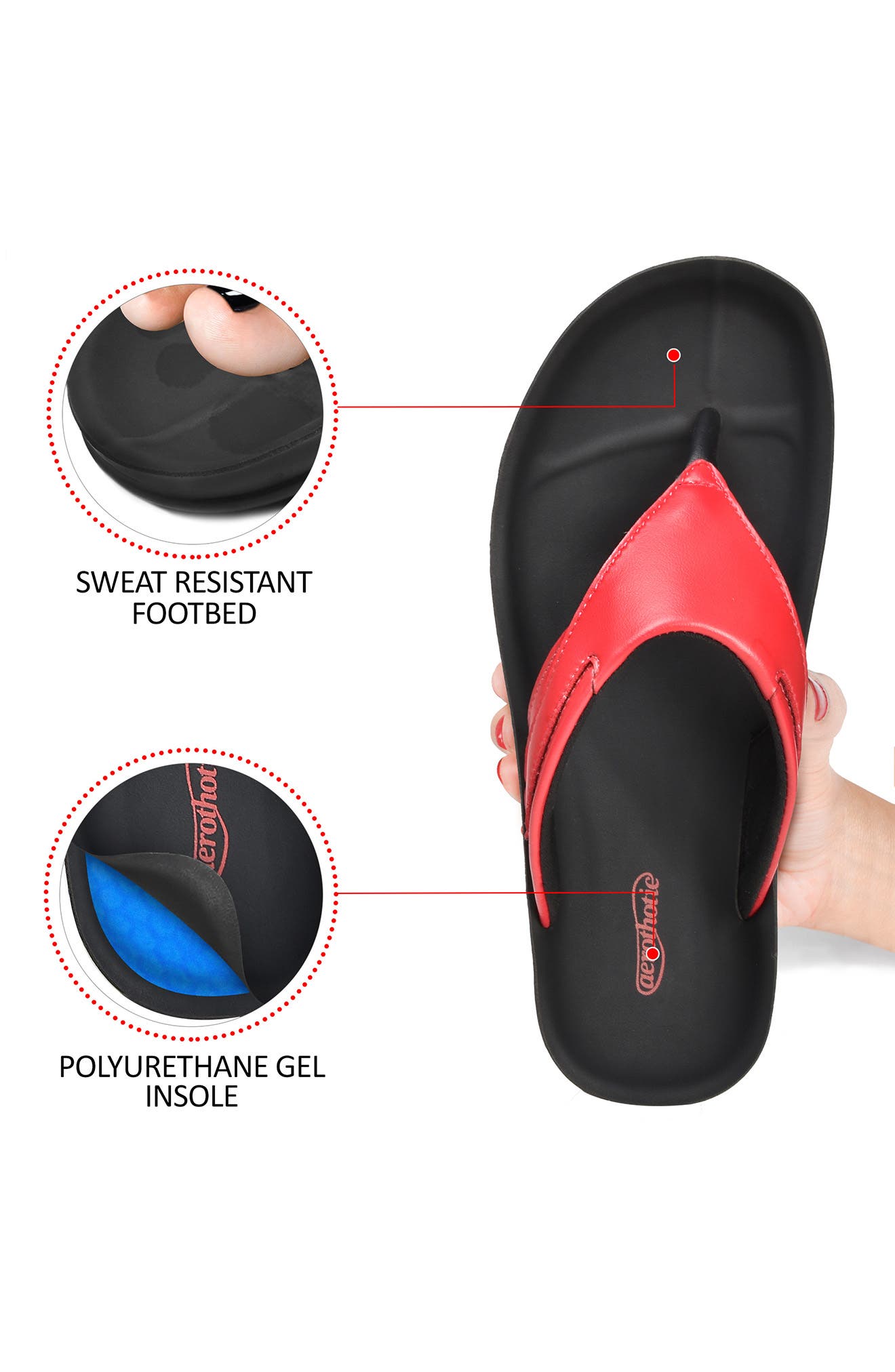 AEROTHOTIC Algiz Waterproof Flip Flop, Alternate, color, Red