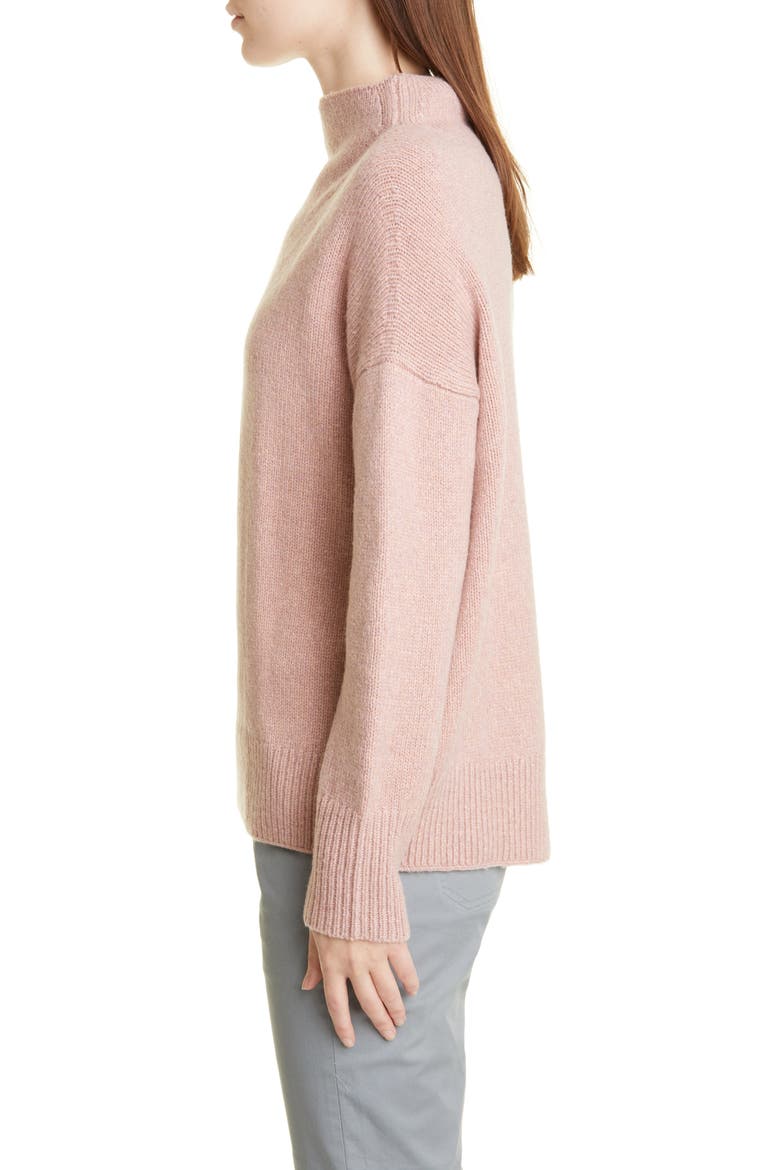 Marled Funnel Neck Wool Blend Sweater, Alternate, color, DARK BLUSH/ PINK SHELL