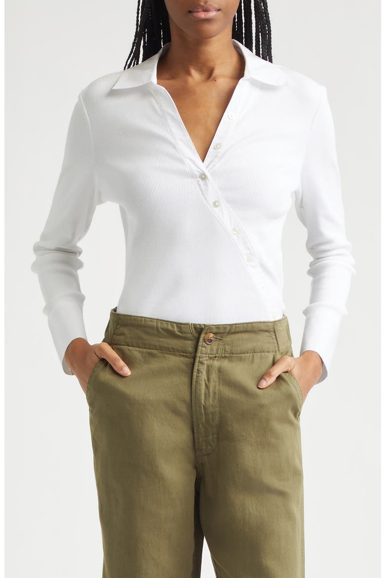 Brenner Stretch Cotton Rib Top, Main, color, WHITE