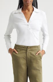 Veronica Beard Brenner Stretch Cotton Rib Top