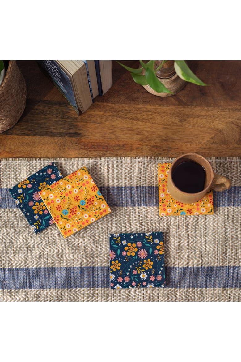 Sunburst Bloom Coasters, Alternate, color, Sunburst