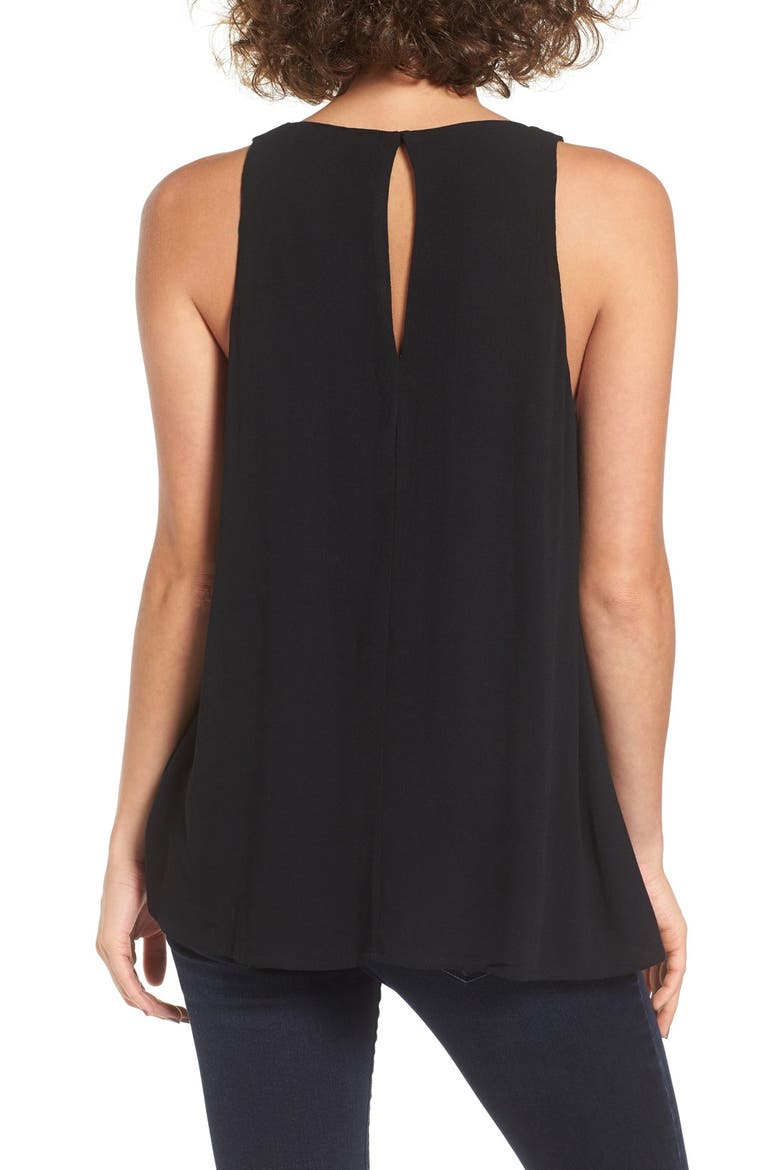 V-Neck Crepe Swing Tank, Alternate, color, BLACK