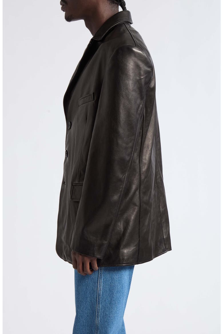 Leather Blazer, Alternate, color, BLACK