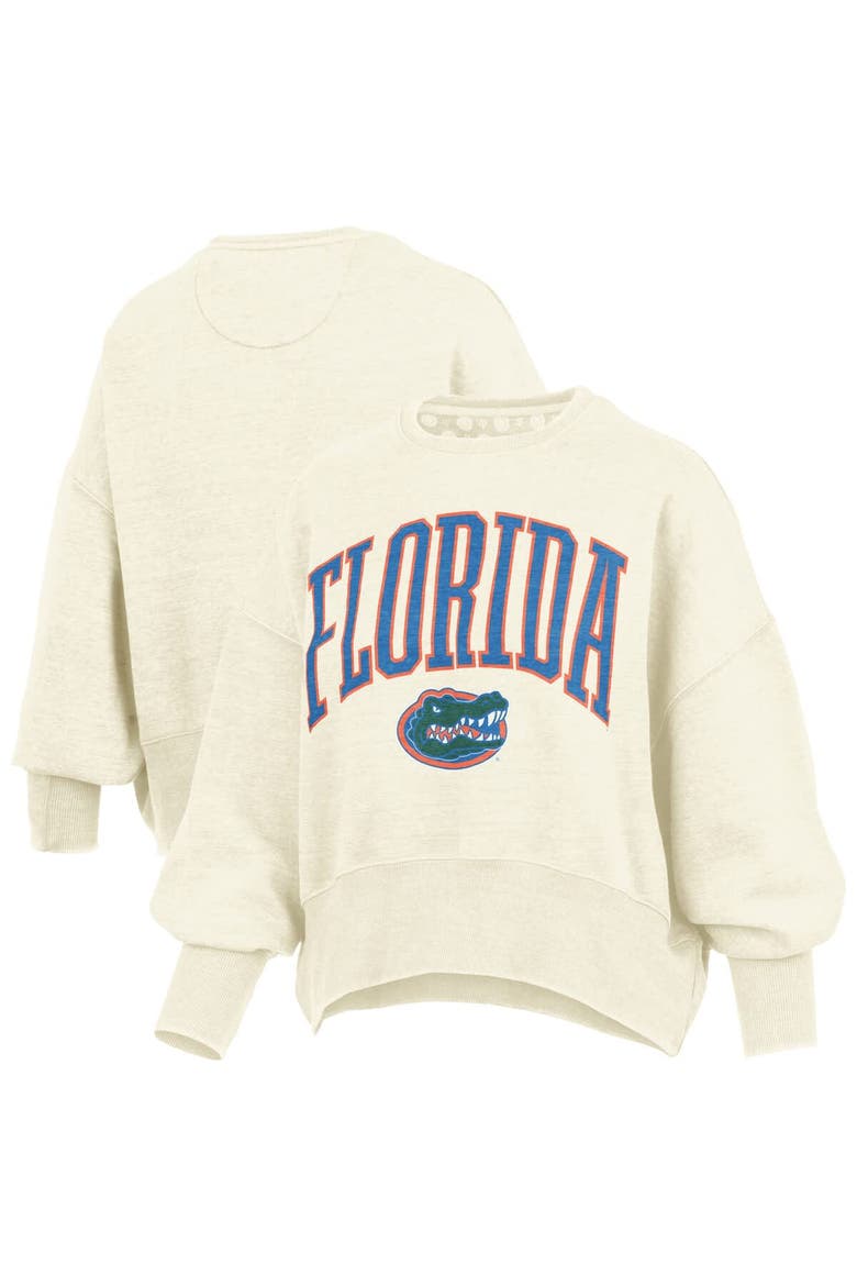 Women's Pressbox Natural Florida Gators Oversized Waist-Length Crewneck Sweatshirt, Alternate, color, Natural