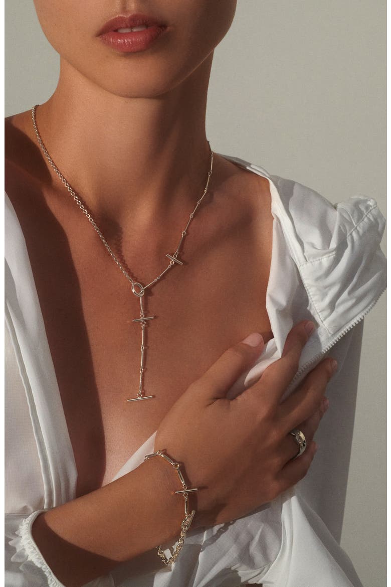 Triplet Toggle Y-Necklace, Alternate, color, SILVER