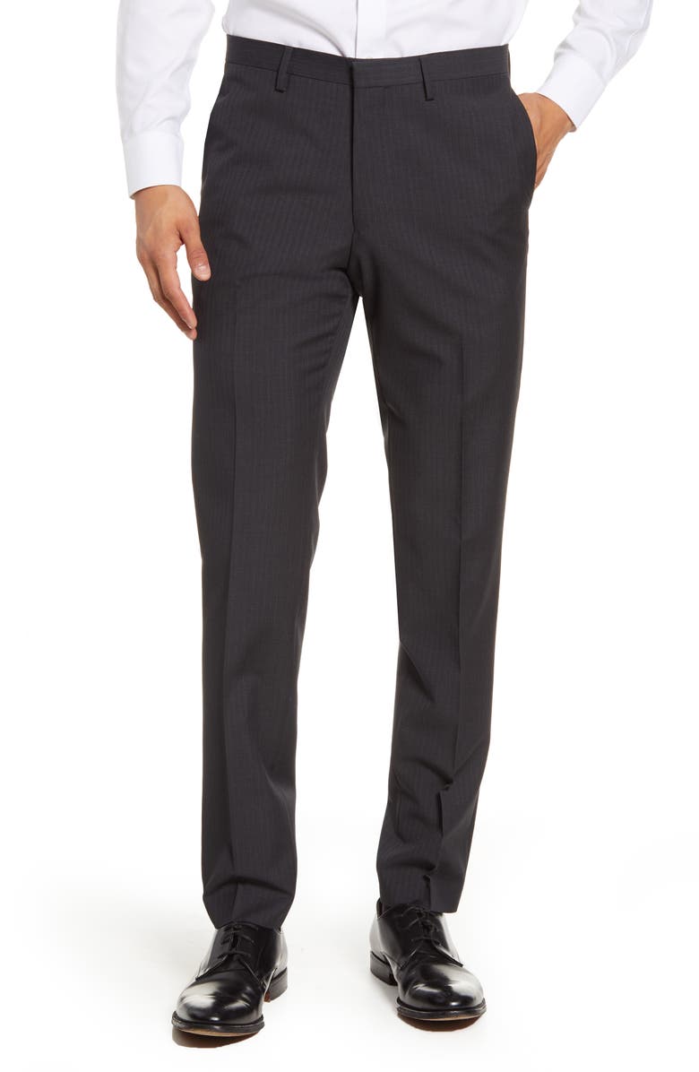 Tiger of Sweden Flat Front Stripe Wool Dress Pants, Main, color, 