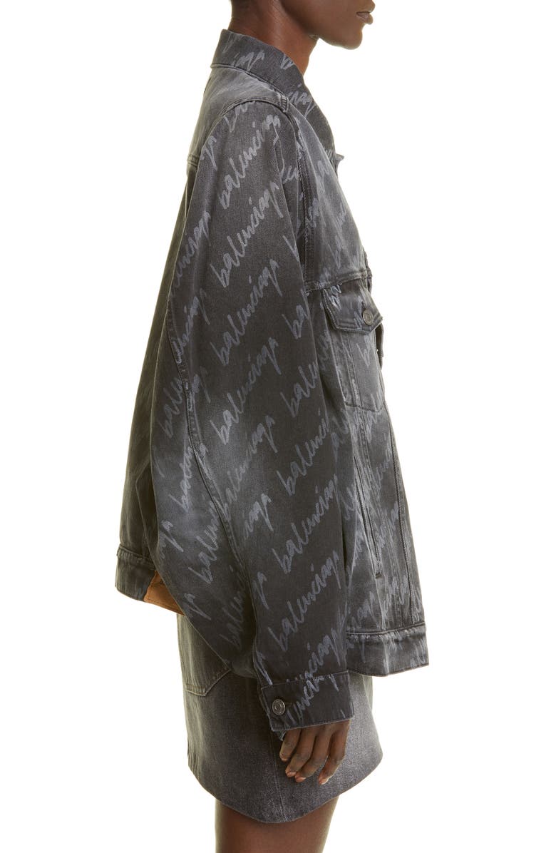 Balenciaga Women's Logo Script Denim Jacket, Alternate, color, 
