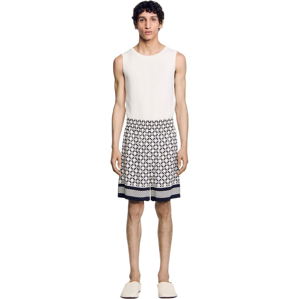 Sandro Patterned Floaty Bermuda Shorts In Hazel