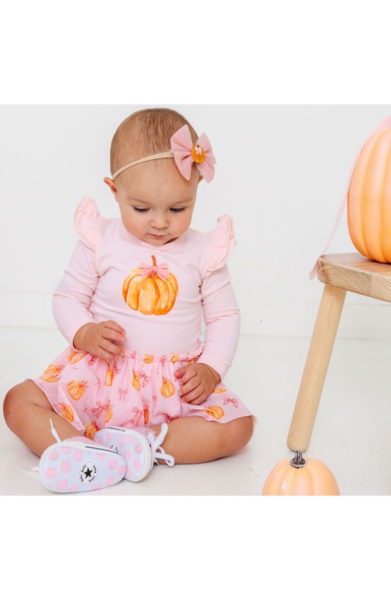 Sweet Wink Pumpkin Tulle Bow Baby Headband, Alternate, color, Pink