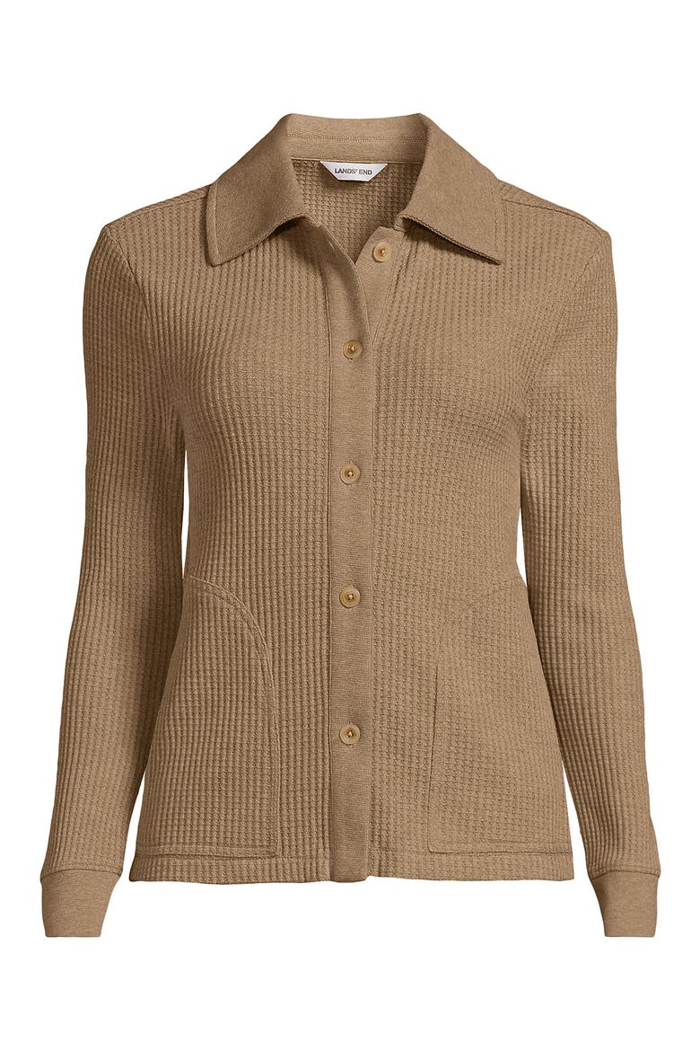 Waffle Relaxed Long Sleeve Shirt Jacket, Alternate, color, Light Toffee Heather